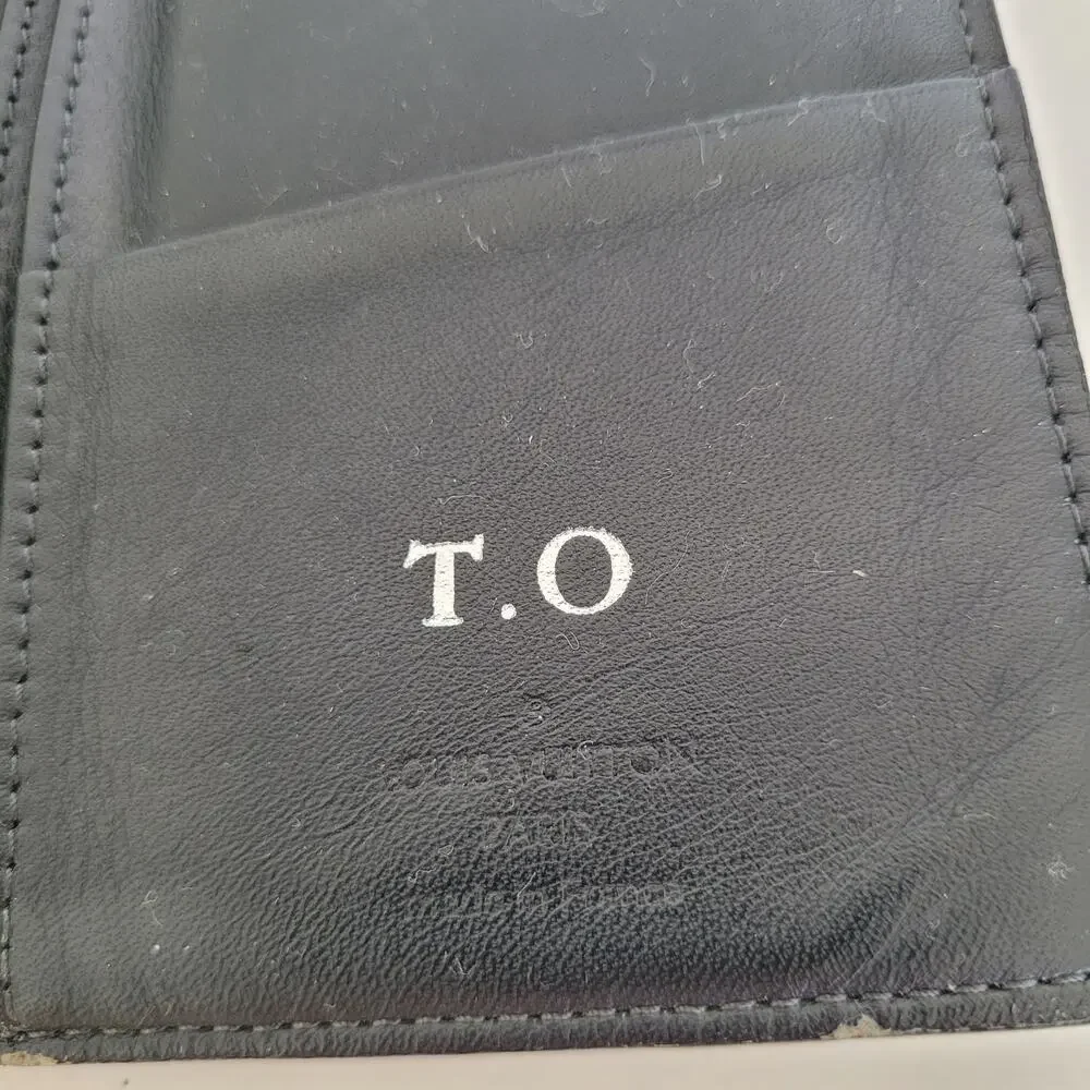 Vintage Louis Vuitton Damier Brazza Wallet Colalt Blue Black Bi-Fold Large Check